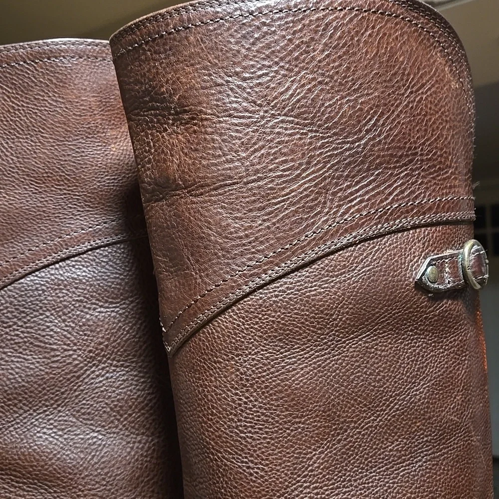 Frye Jane Fold Over Rich Brown Leather Boots Knee High Womens Size 7
